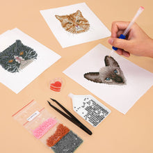 Foto laden in Gallery viewer, 4 Mini Diamond Paintings - Katten set