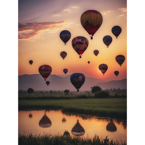 Luchtballonnen bij Zonsondergang