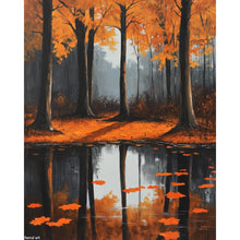 Foto laden in Gallery viewer, Reflectie van herfstbomen