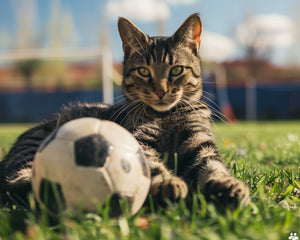Kat met voetbal