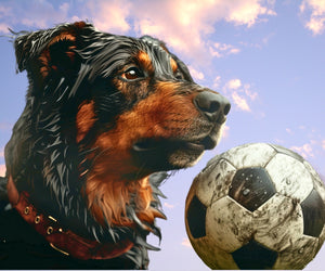 Hond met voetbal
