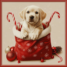 Foto laden in Gallery viewer, Puppy in kersttas