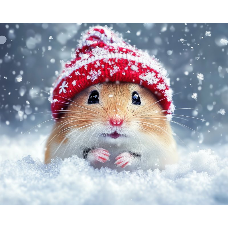 Hamster in de sneeuw