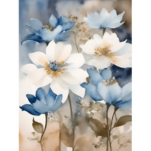 Foto laden in Gallery viewer, Bloemen blauw/wit