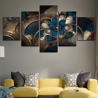 Mandala goud en blauw | 5 luiken