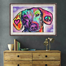 Foto laden in Gallery viewer, Gekleurde hond v.a. 50x80cm Diamond painting | Eigen foto | Dieren | Kopen | Dikke dames | Action | Nederland | Steentjes | Diamant | De Diamond Painter