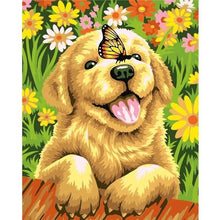 Foto laden in Gallery viewer, Puppy - Schilderen op nummer Diamond painting | Eigen foto | Dieren | Kopen | Dikke dames | Action | Nederland | Steentjes | Diamant | De Diamond Painter